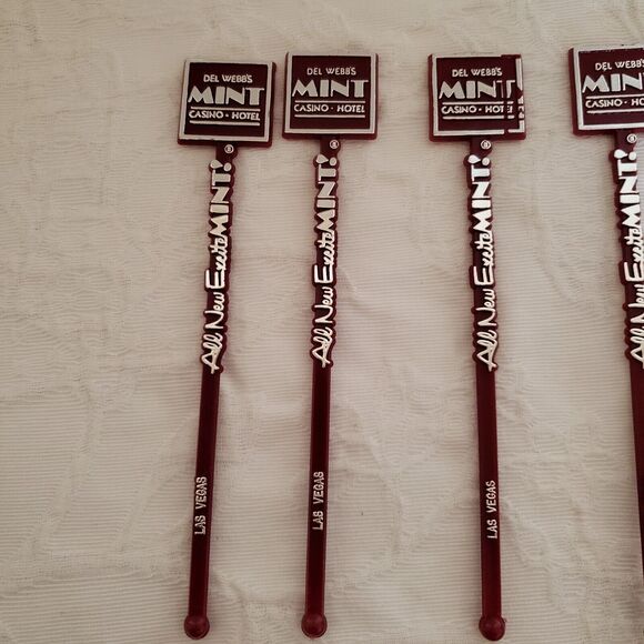Vintage Las Vegas Mint Cocktail Swizzle Stir Sticks Set 12 Del Webbs Casino New - Picture 6 of 10